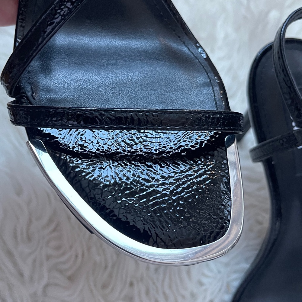 New DKNY Danielle Stiletto Glossy Black Strappy Sandals Heels - Picture 12 of 14